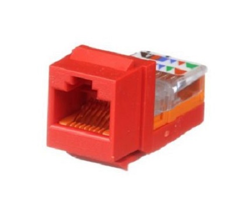 PANDUIT  Conector Jack Estilo Leadframe, Tipo Keystone, Categoría 5e, de 8 posiciones y 8 cables, Color Rojo