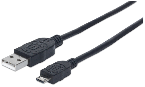 Manhattan 3m USB cable cable USB USB 2.0 USB A Micro-USB B Negro