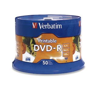 Verbatim 16x DVD-R Media - 4.7GB - Ink Jet Printable 4,7 GB 50 pieza(s)