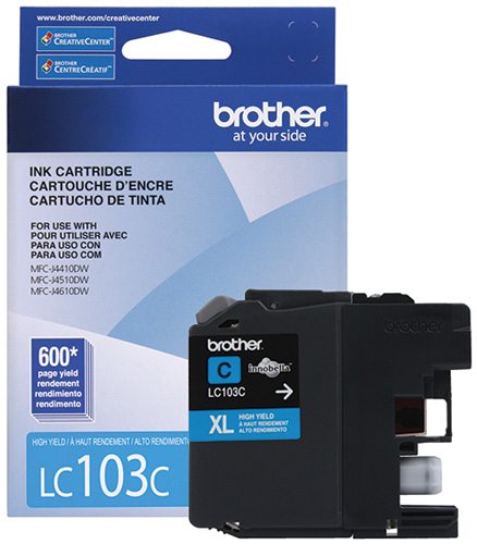 Brother LC103C cartucho de tinta 1 pieza(s) Original Alto rendimiento (XL) Cian