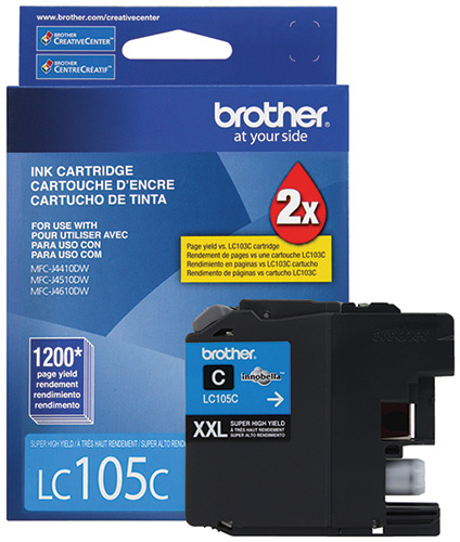 Brother LC105C cartucho de tinta 1 pieza(s) Original Alto rendimiento (XL) Cian