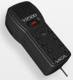 Vica V2500 limitador de tensión Negro 8 salidas AC 100-127 V
