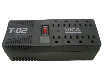 Vica T-02 regulador de voltaje 8 salidas AC 127 V Negro