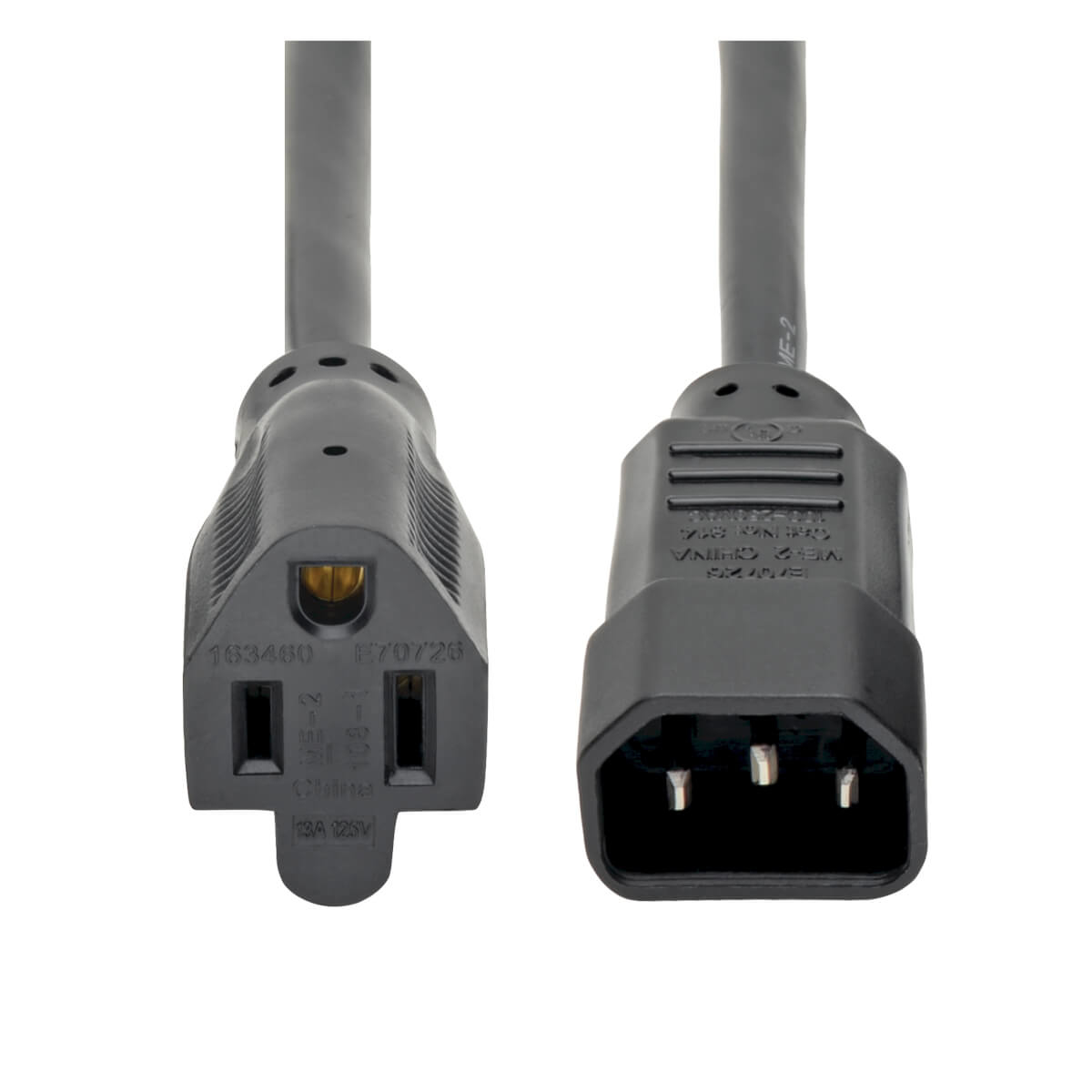 Tripp Lite P002-001-10A Cable Adaptador de Alimentacion Universal de CA, 10A, 18 AWG (IEC-320-C14 a NEMA 5-15R), 30.48 cm [1 pie]