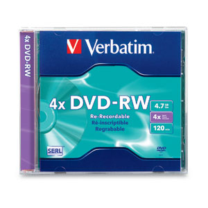 Verbatim DVD-RW 4.7GB 4X Branded 1pk Jewel Case 4,7 GB 1 pieza(s)