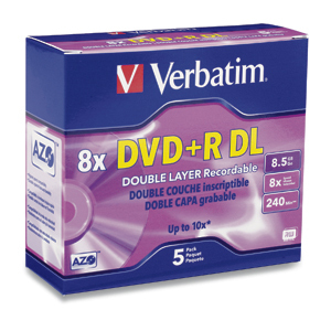 Verbatim DVD+R DL 8.5GB 8X Branded 5pk Jewel Case 8,5 GB 5 pieza(s)