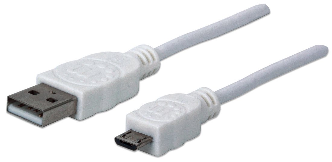 Manhattan 323987 cable USB 1 m USB 2.0 USB A Micro-USB B Blanco