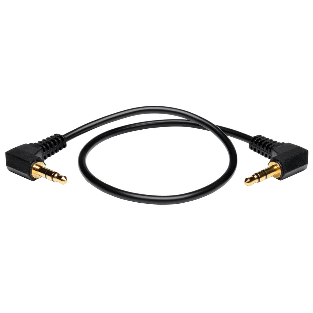 Tripp Lite P312-001-2RA Cable de Audio Mini Estéreo de 3.5 mm con Dos Enchufes en Ángulo Recto (M/M), 0.3 m [1 pie]