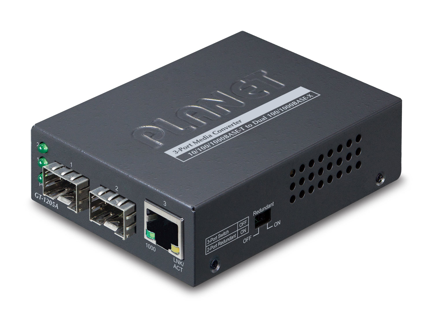 PLANET  Convertidor de Medios con Doble Puerto SFP 1000BASE-FX/SX/LX y Puerto Ethernet 1000Base-T