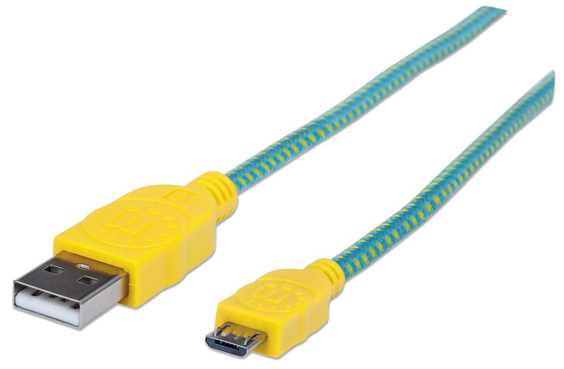 Manhattan 352710 cable USB 1 m USB 2.0 USB A Micro-USB B Verde, Amarillo