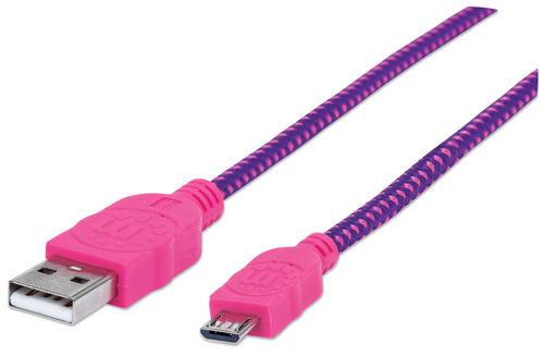 Manhattan 352741 cable USB 1,8 m USB 2.0 USB A Micro-USB B Rosa, Púrpura