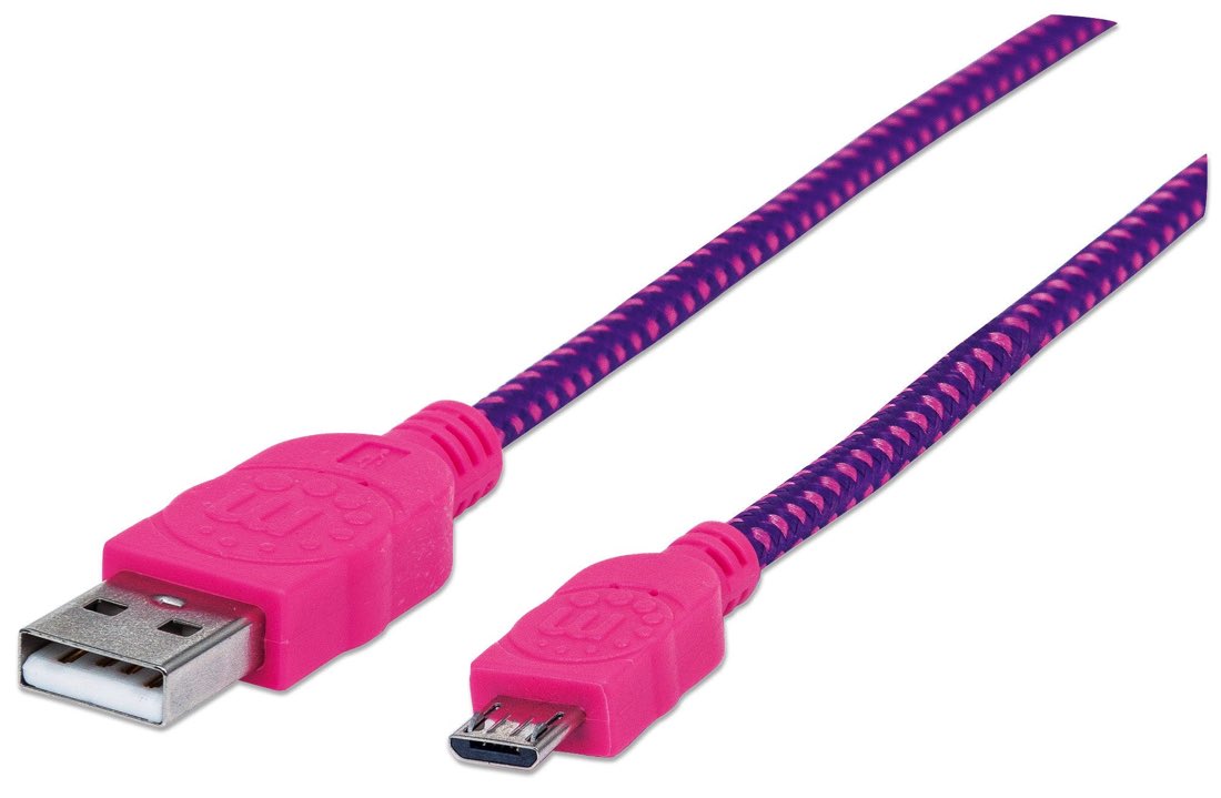 Manhattan 352758 cable USB 1 m USB 2.0 USB A Micro-USB B Rosa, Púrpura