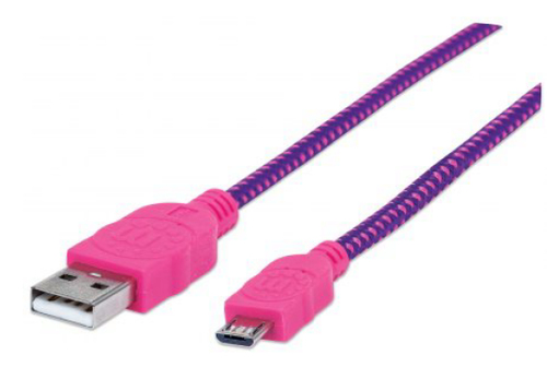 Manhattan 394048 cable USB 1 m USB 2.0 USB A Micro-USB B Rosa, Púrpura