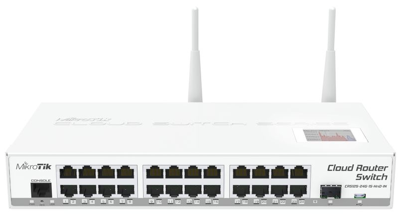 Mikrotik  Cloud Router Switch CRS125-24G-1S-2HnD-IN 24 Puertos Gigabit Ethernet, 1 Puerto SFP, 802.11b/g/n, Para escritorio