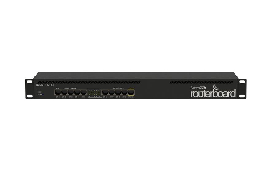 MIKROTIK  RouterBoard, 5 Puertos Gigabit, 5 Puertos Fast, Licencia Nivel 4 y montaje en Rack