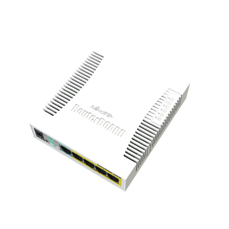 MIKROTIK  (RB260GSP) Switch Mikrotik 5 puertos PoE (Pasivo) (1in/4out) Gigabit Ethernet y 1 SFP