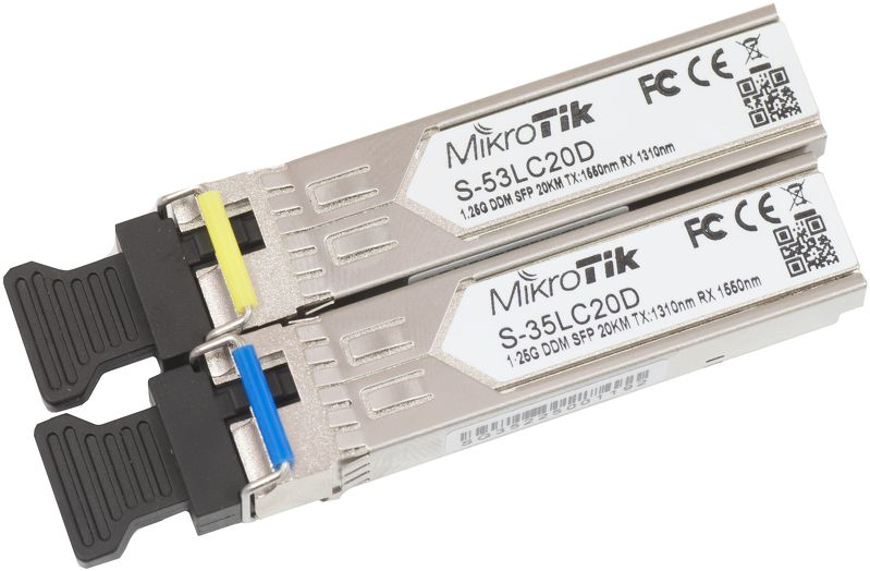 MIKROTIK  Transceptores MiniGbic SFP 1.25G LC WDM para fibra Mono Modo 20 Kms