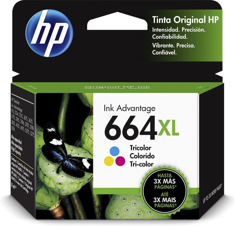 HP Cartucho original de tinta tricolor de alto rendimiento 664XL Advantage