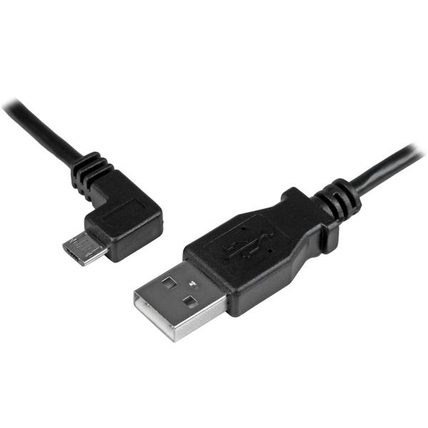 StarTech.com Cable de 2m Micro USB con conector acodado a la izquierda - Cable de Carga y Sincronización