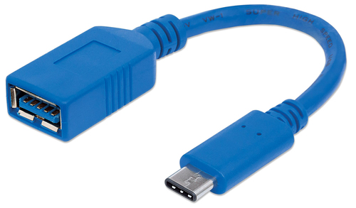 Manhattan 353540 cable USB 0,15 m USB 3.2 Gen 1 (3.1 Gen 1) USB C USB A Azul