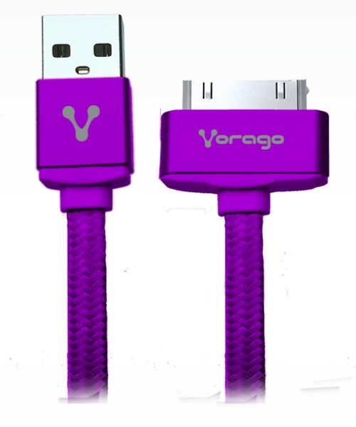 Vorago CAB-118 cable de teléfono móvil Púrpura 1 m USB A Apple 30-pin