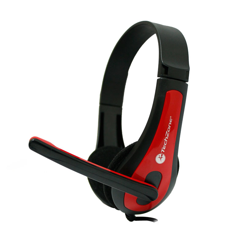 TechZone TZ15PCAUD auricular y casco Auriculares Diadema Negro, Rojo