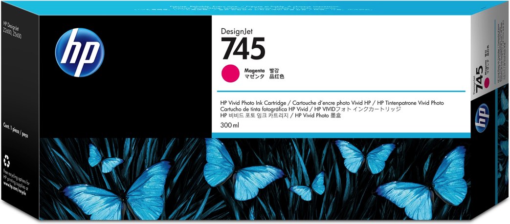 HP Cartucho de tinta DesignJet 745 magenta de 300 ml