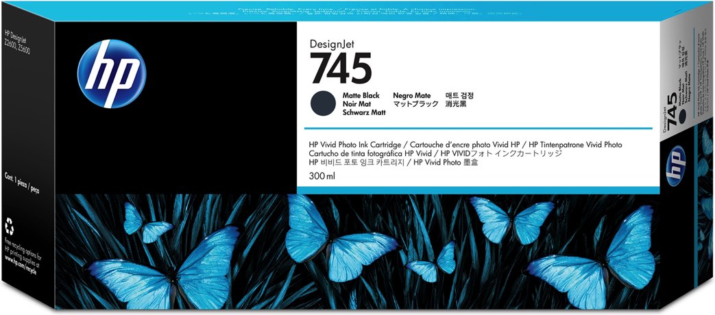 HP Cartucho de tinta DesignJet 745 negro mate de 300 ml