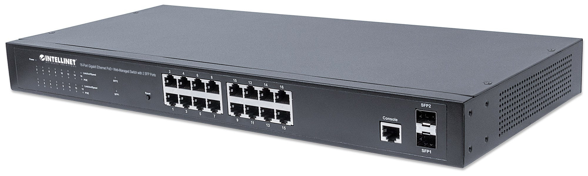 Intellinet 561341 switch Gestionado L2+ Gigabit Ethernet (10/100/1000) Energía sobre Ethernet (PoE) 1U Negro