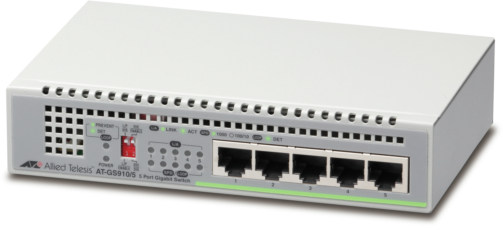 Allied Telesis  Switch Gigabit No Administrable, 5 Puertos 10/100/1000 Mbps fuente de alimentación interna