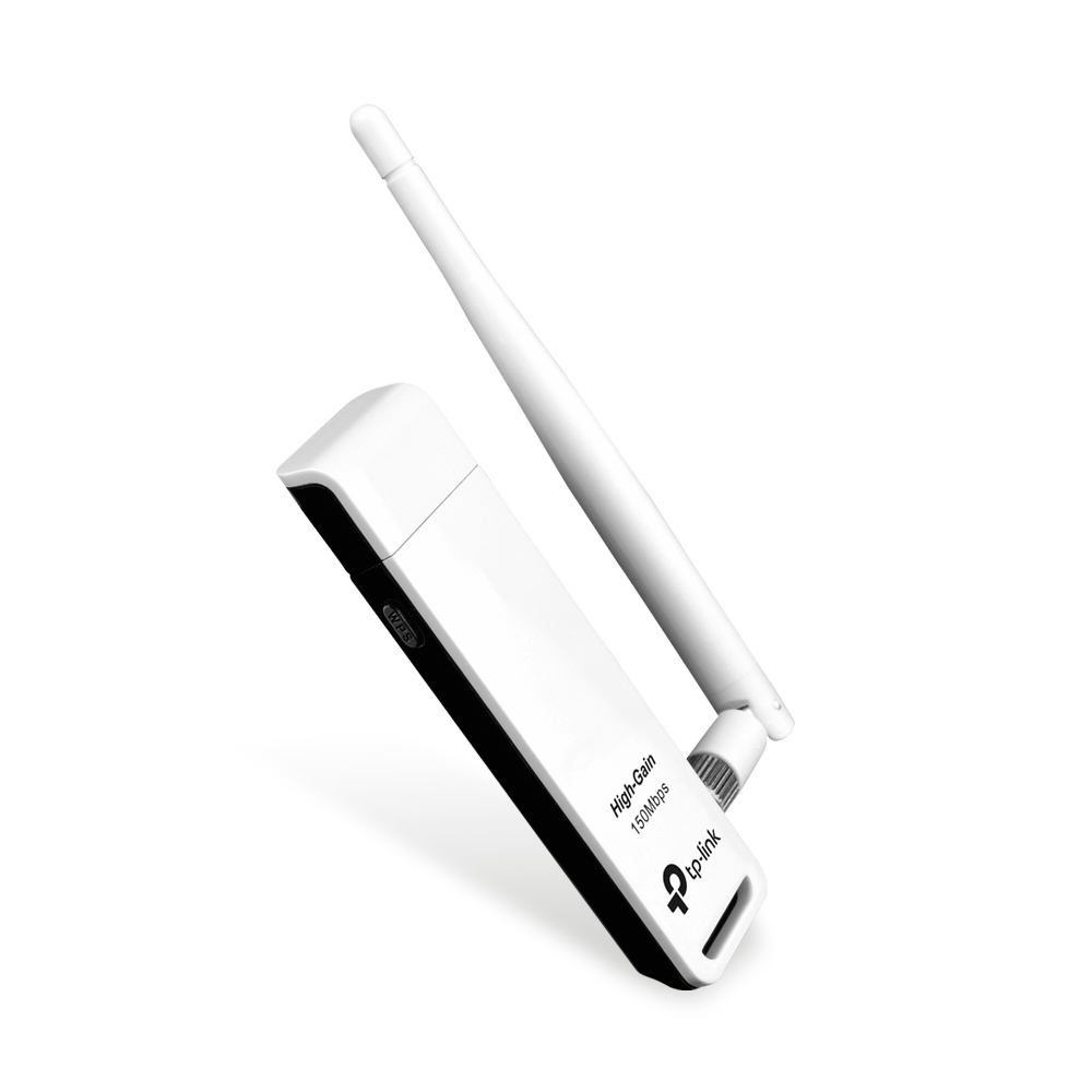Tp-Link  Adaptador USB inalámbrico de alta ganancia N 150 Mbps 2.4 GHz con 1 antena desmontable de 4dBi