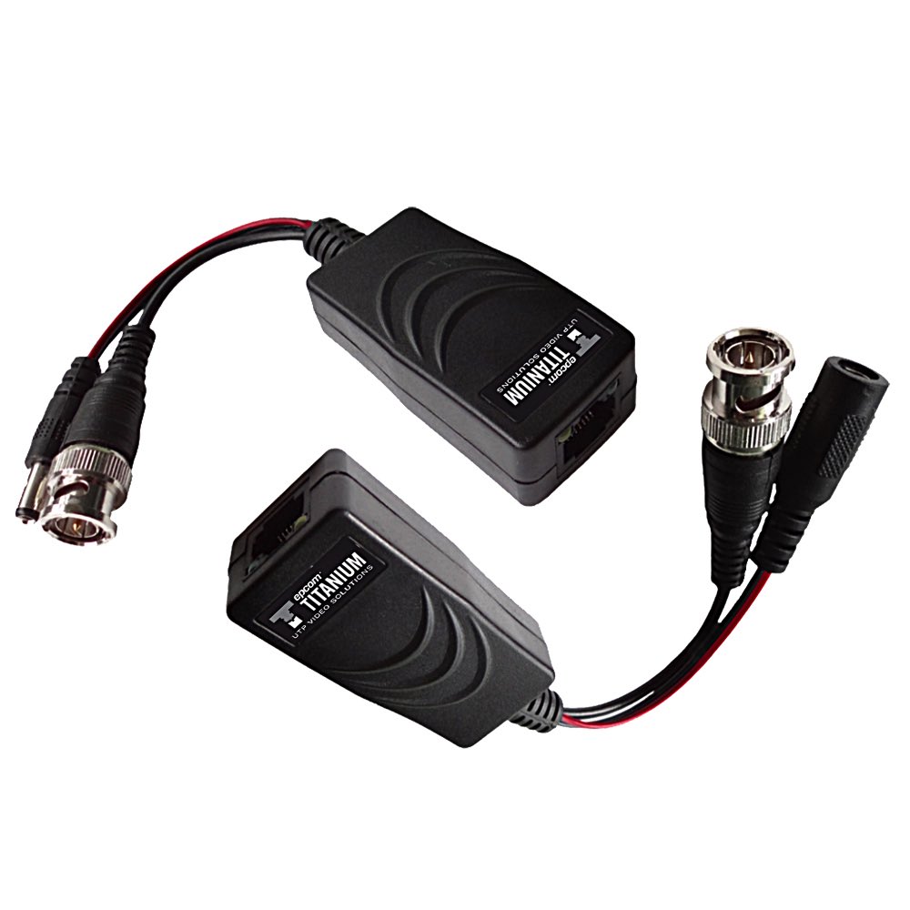 EPCOM  Kit de transceptores activos con conector para alimentación (12V/24Vcc/AC) TurboHD para aplicaciones de video por UTP Cat5e/6 en HD. Distancia de hasta 150 m en 4K