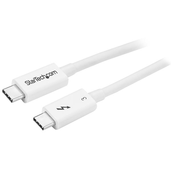 StarTech.com Cable de 0,5m Thunderbolt 3 Blanco - Cable Compatible con USB-C y DisplayPort - USB Tipo C