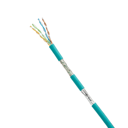 PANDUIT  Bobina de Cable Blindado SF/UTP Categoría 5e de 4 pares, Uso Industrial con Resistencia al Aceite y Rayos UV, Multifilar 24/7 (Flexible), Color Azul Cerceta, Bobina de 305m