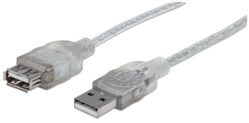 Manhattan 340496 cable USB 3 m USB 2.0 USB A Plata