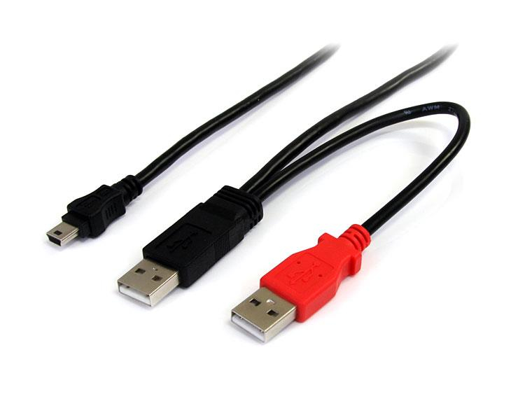 StarTech.com Cable de 91cm USB en Y para Discos Duros Externos - 2x USB A Macho a 1x USB Mini B Macho