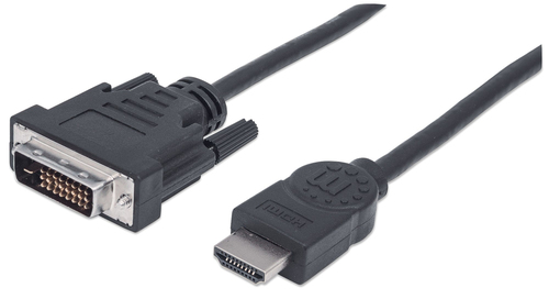 Manhattan 372503 adaptador de cable de vídeo 1,8 m HDMI tipo A (Estándar) DVI-D Negro