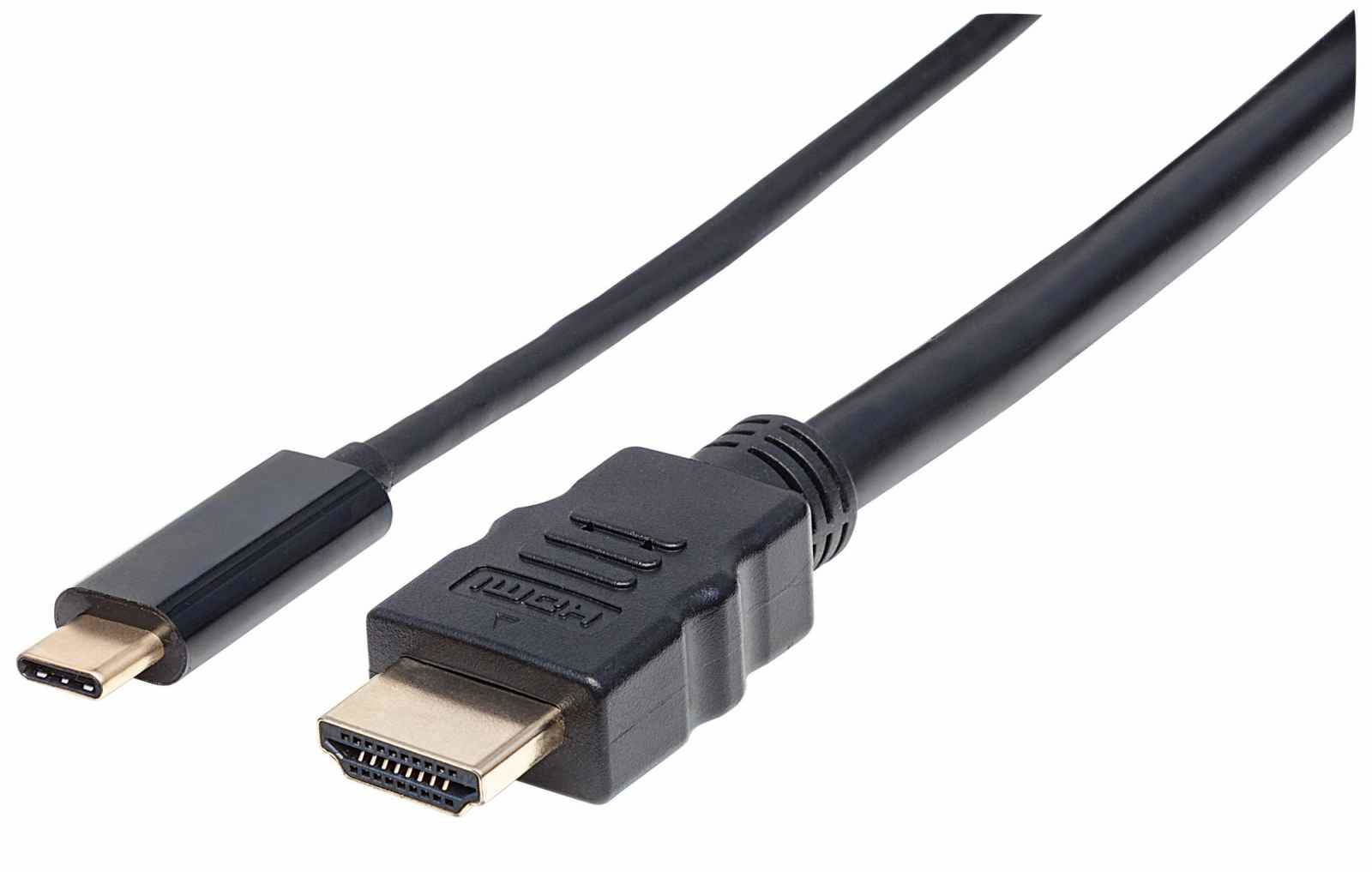 Manhattan 151764 adaptador de cable de vídeo 2 m USB Tipo C HDMI tipo A (Estándar) Negro