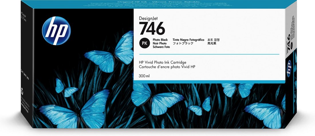 HP Cartucho de tinta negro fotográfico DesignJet 746 de 300 ml