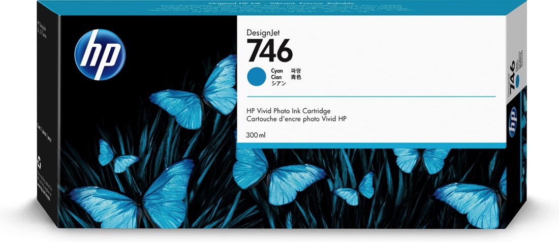 HP Cartucho de tinta cian DesignJet 746 de 300 ml