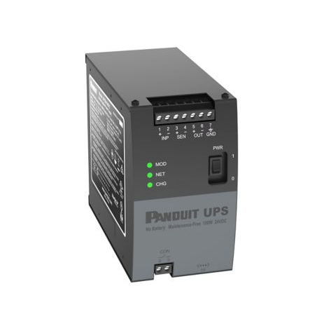 PANDUIT  UPS Industrial de 100 Watts, 24 Vcd de Entrada, Instalación en Riel DIN Estándar de 35mm, Temperatura de operación de -40 a 60 ºC