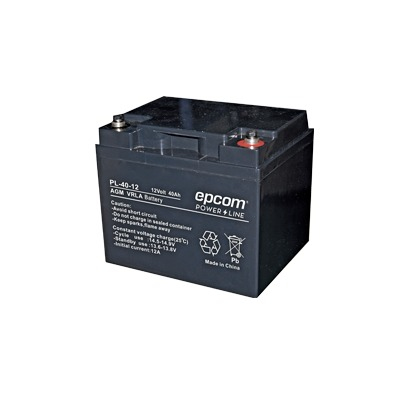 Epcom  Batería 12 Vcc / 40 Ah / UL / Tecnología AGM-VRLA / Para uso en equipo electrónico Alarmas de intrusión / Incendio/ Control de acceso / Video Vigilancia / Terminales tipo M6 ( HEX ) / Cargador recomendado CHR-250.