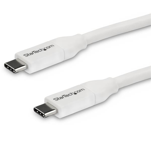 StarTech.com Cable 4m USB-C a USB-C con capacidad para Entrega de Alimentación de 5A - USB Tipo C - Cable de Carga USBC - USB 2.0 - Blanco