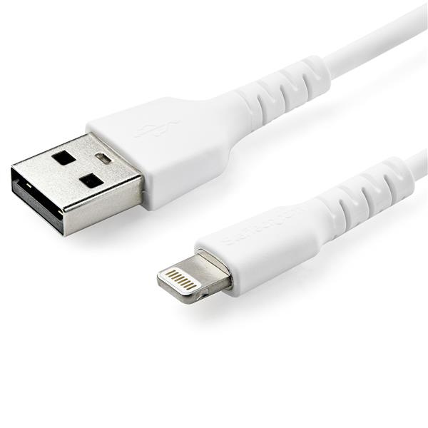 StarTech.com Cable Resistente USB-A a Lightning de 1 m Blanco - Cable de Alimentación y Sincronización USB Tipo A a Lightning con Fibra de Aramida