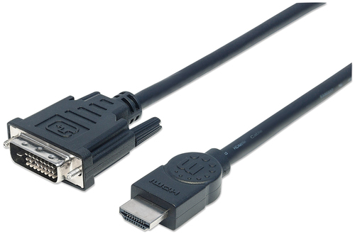 Manhattan 372510 adaptador de cable de vídeo 3 m HDMI tipo A (Estándar) DVI-D Negro