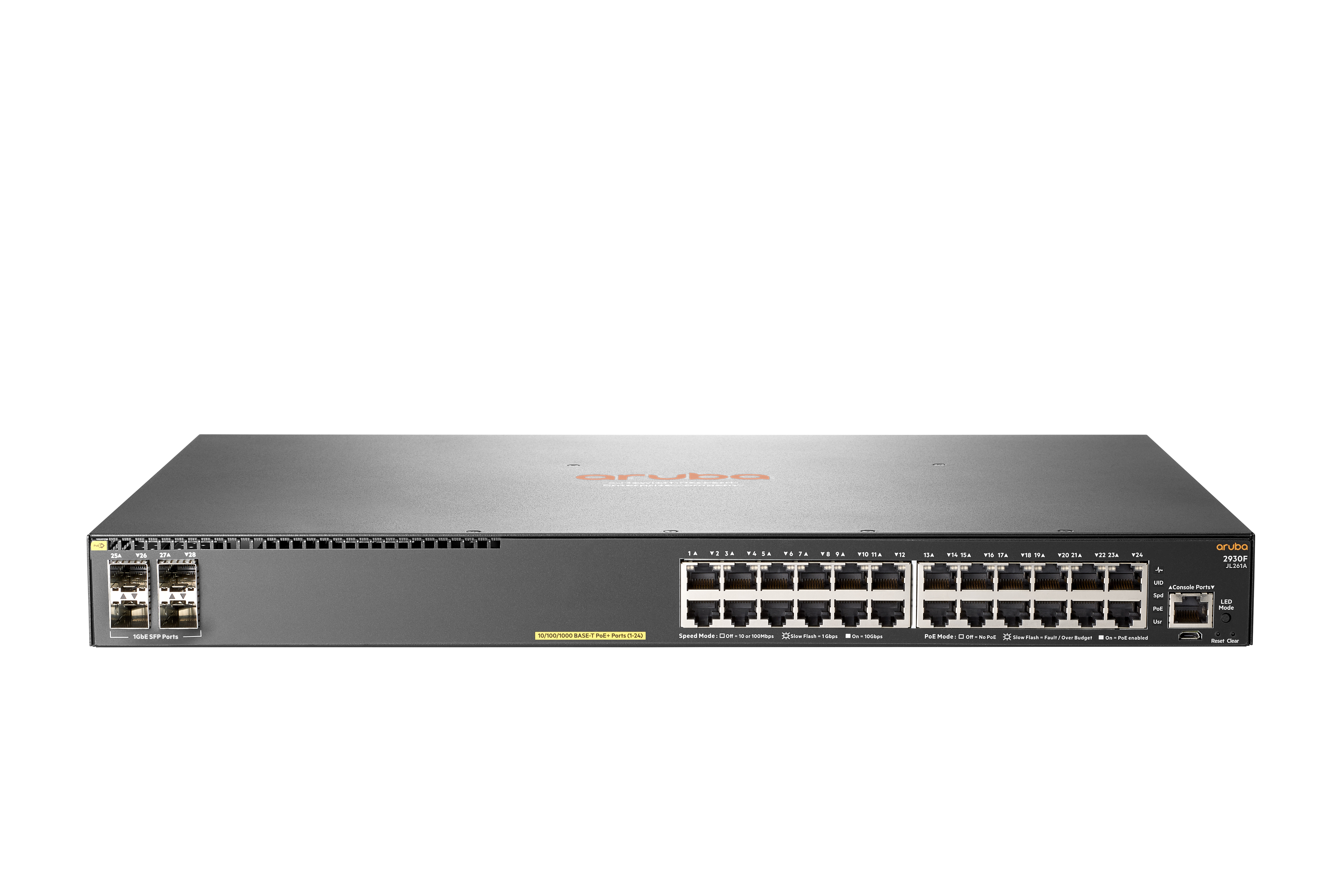 Hewlett Packard Enterprise Aruba 2930F 24G PoE+ 4SFP Gestionado L3 Gigabit Ethernet (10/100/1000) Energía sobre Ethernet (PoE) 1U Gris