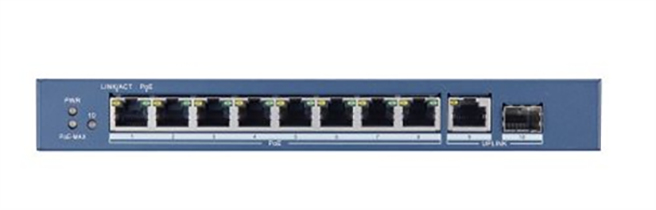 Hikvision  Switch Gigabit PoE+ / No Administrable / 8 Puertos 10/100/1000 Mbps PoE+ / 1 Puerto 10/100/1000 Mbps de Uplink + 1 Puerto SFP /  110 W