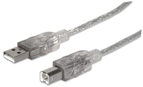 Manhattan 340458 cable USB 3 m USB 2.0 USB A USB B Plata