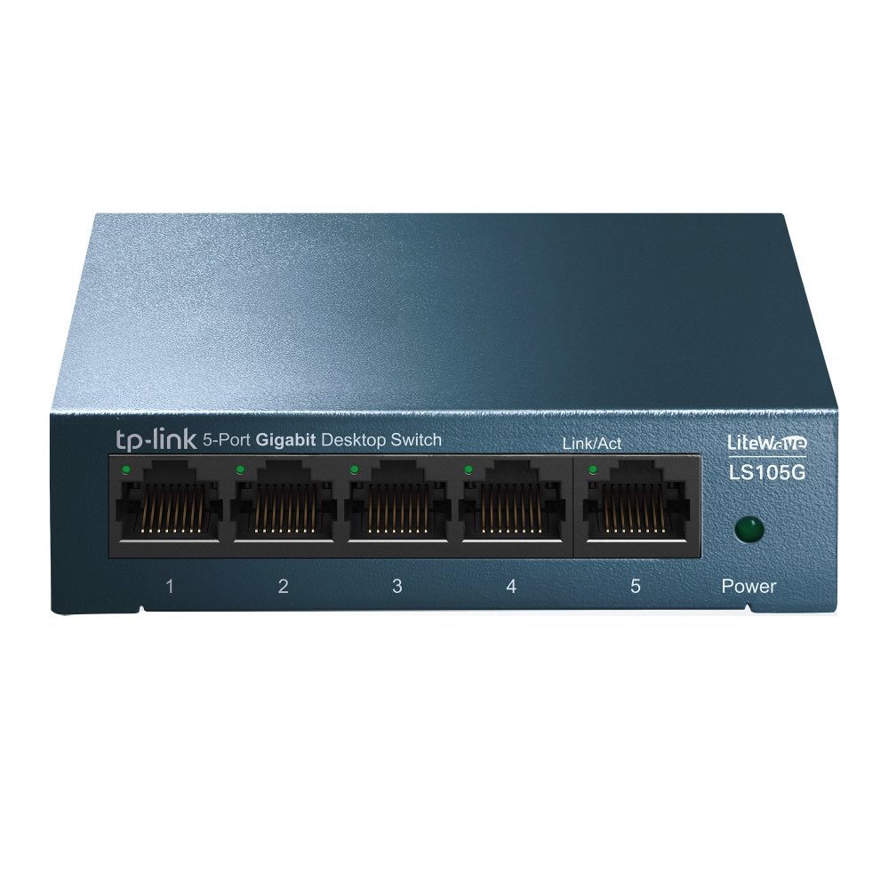 Tp-Link  Switch de escritorio Gigabit de 5 puertos 10/100/1000Mbps, carcasa metálica