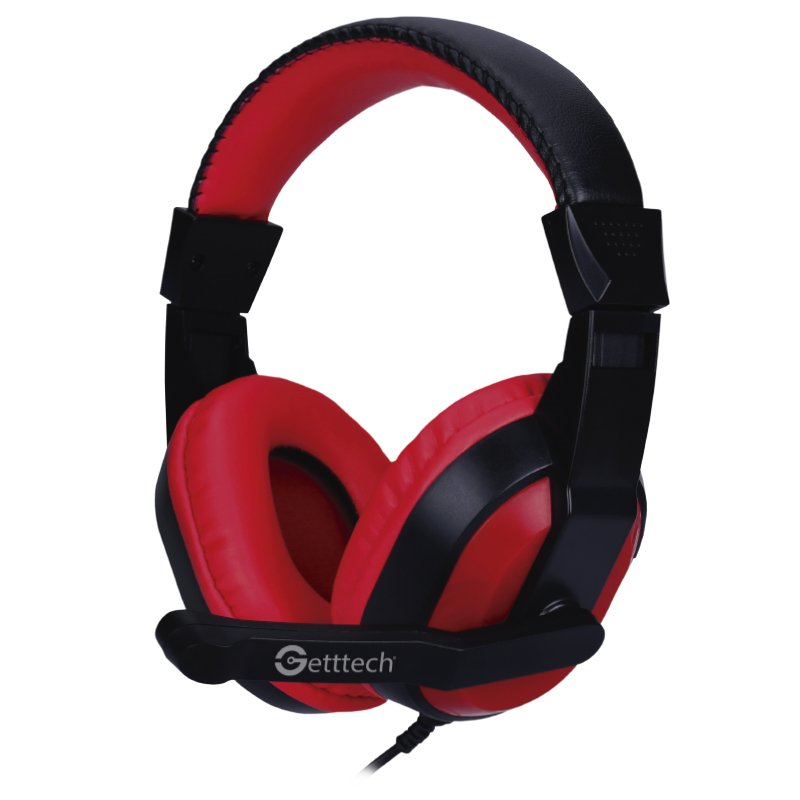 Getttech GH-2100 audífono y auriculare Alámbrico Audífonos Diadema Juego Negro, Rojo